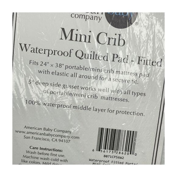American Baby Company Protective Mattress Pad Cover White Mini Crib Waterproof - Picture 3 of 6